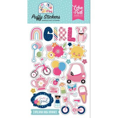 Echo Park Play All Day Girl Sticker - Puffy Stickers
